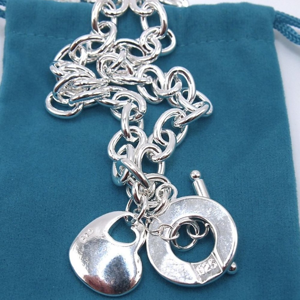 Stunning "Homage" ♥ Heart ♥ w/ Toggle Stamped 925 Sterling Silver Necklace - Picture 4 of 9